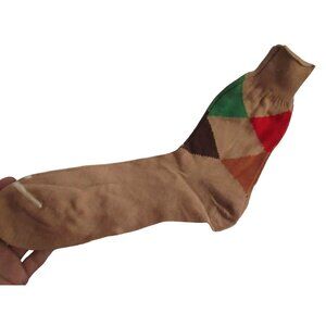Vintage Men's Socks 11 Argyle 1 Pair NEW Highlander Sport Sox Sand MCM USA